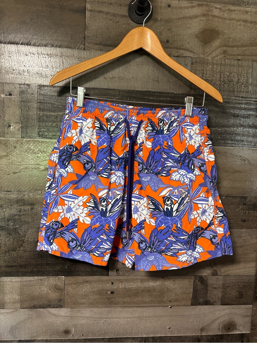 Vilebrequin Orange and Purple Floral Swim Shorts Large 6”inseam